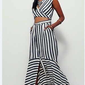 Free People La Babe Striped Midi Max Black Striped Dress Size 0